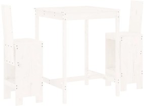 vidaXL Σετ Επίπλων Μπαρ 3 Τεμαχίων Λευκό από Μασίφ Ξύλο Πεύκου