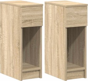 vidaXL Κομοδίνα με συρτάρι 2 τεμ. Sonoma Δρυς 20x36x60 εκ.