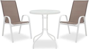 Σετ κήπου Calan-Watson σετ 3τεμ μέταλλο λευκό-textilene καφέ 60x60x70 εκ.