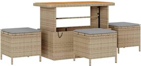 vidaXL Σετ Καναπέ Κήπου με μαξιλάρι 10 pcs Μπεζ Πολυ ράταν