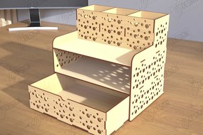 Intra απο ξύλο plywood 3mm-4mm πάχος - Desktop Office Organizer Laser Cut | CNC Δίασταση 30x20 cm INTRAFABR-123135185