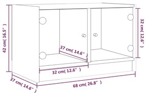 Βοηθητικό Ντουλάπι Καπνιστή Δρυς 68x37x42 εκ. Γυάλινες Πόρτες - Καφέ