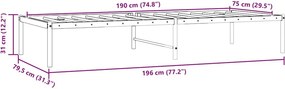 vidaXL Πλαίσιο Κρεβατιού Μαύρο 75 x 190 εκ. Μεταλλικό
