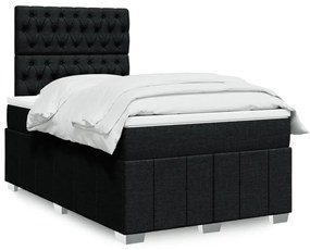 vidaXL Κρεβάτι Boxspring με Στρώμα Μαύρο 120x200 εκ. Υφασμάτινο