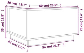 Τραπεζάκι Σαλονιού 60 x 50 x 35 εκ. από Μασίφ Ξύλο Πεύκου - Καφέ