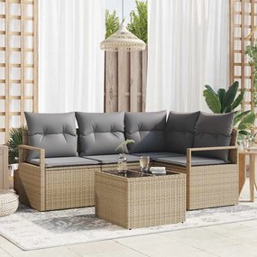 vidaXL Σετ Καναπέ Κήπου 5 pcs Μπεζ Πολυ ράταν
