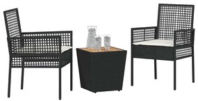 vidaXL Σετ Μπιστρό Κήπου 3 pcs Μαύρο Πολυ ράταν