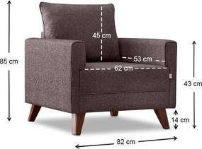 Πολυθρόνα Bella Megapap υφασμάτινη χρώμα καφέ 82x81x85εκ.