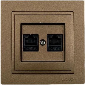 Πρίζα Data διπλή RJ45 CAT6 Mono Electric καφέ σειρά Despina Metallic