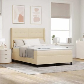 vidaXL Κρεβάτι με ελατήρια με στρώμα Κρεμ 200 x 140 cm ύφασμα