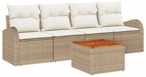 vidaXL Σετ Καναπέ Κήπου 5 pcs Μπεζ και λευκό