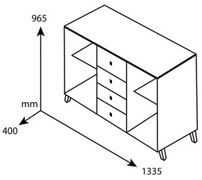 Μπουφές με συρτάρια Bruno pakoworld χρώμα viscount - toro 133,5x40x96,5εκ