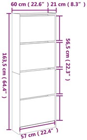 Παπουτσοθήκη Καπνιστή Δρυς 60x21x163,5 εκ. από Επεξεργ. Ξύλο - Καφέ