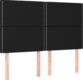vidaXL Κρεβάτι Boxspring με Στρώμα Μαύρο 140x190 εκ. Υφασμάτινο