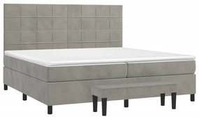 Κρεβάτι Boxspring με Στρώμα Ανοιχτό Γκρι 200x200 εκ. Βελούδινο - Γκρι