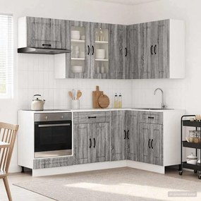 vidaXL Μονάδα κουζίνας KALMAR 8 pcs Γκρι Sonoma Επεξεργασμένο Ξύλο