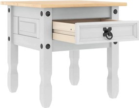 vidaXL End Table με συρτάρι Corona Λευκό 50 x 50 x 50 εκατοστά