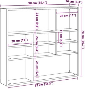 vidaXL Ραφιέρα Τοίχου Καφέ Δρυς 90 x 16 x 78 εκ. από Επεξ. Ξύλο