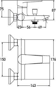 Tema Slim 61007 – Θερμομεικτική Μπαταρία Λουτρού Χρωμέ