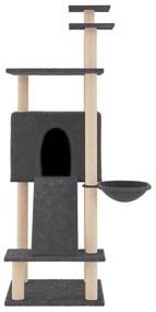 Γατόδεντρο Σκούρο Γκρι 153 εκ. με Στύλους Ξυσίματος από Σιζάλ - Γκρι