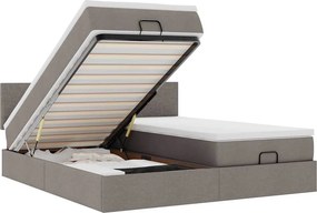 vidaXL Οθωμανικό κρεβάτι με στρώματα &amp; LEDs Taupe 200x200cm ύφασμα