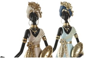 Διακοσμητική Φιγούρα Home ESPRIT Πράσινο Μπεζ Αφρικάνα (x2)