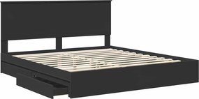 vidaXL Κρεβάτι Αποθήκης Μαύρο 200 x 200 cm Επεξεργασμένο ξύλο