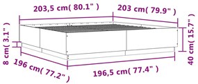 Πλαίσιο Κρεβατιού Γκρι Sonoma 200x200 εκ. Επεξεργασμένο Ξύλο - Γκρι