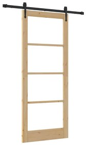 vidaXL Συρόμενη Πόρτα Χειροκίνητος Καφέ 86 x 211 cm Ξύλο και μέταλλο