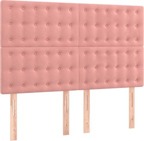 vidaXL Κρεβάτι Boxspring με Στρώμα Ροζ 140x200 εκ. Βελούδινο