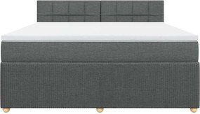 vidaXL Κρεβάτι Boxspring με Στρώμα Σκούρο Γκρι 180x200 εκ Υφασμάτιν