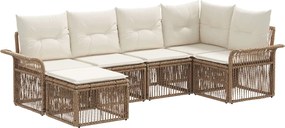 vidaXL Σετ Καναπέ Κήπου 6 pcs Μπεζ συνθετικό ρατάν