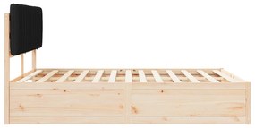 vidaXL Σκελετός Κρεβατιού με Επενδεδυμένο Κεφαλάρι Μαύρο 150 x 200 cm