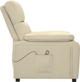 vidaXL Πολυθρόνα Μασάζ Κρεμ Υφασμάτινη