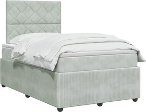 vidaXL Κρεβάτι box spring με στρώμα Ανοιχτό γκρι 120 x 190 cm Βελούδο