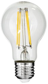 GloboStar® 99053 Λάμπα LED Long Filament E27 A60 Γλόμπος 10W 1100lm 360° AC 220-240V IP20 Φ6 x Υ10.5cm Φυσικό Λευκό 4000K με Διάφανο Γυαλί - Dimmable - 3 Χρόνια Εγγύηση