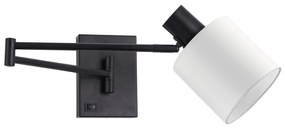 Φωτιστικό Τοίχου - Απλίκα SE21-BL-52-SH1 ADEPT WALL LAMP Black Wall Lamp with Switcher and White Shade+ - 51W - 100W - 77-8379