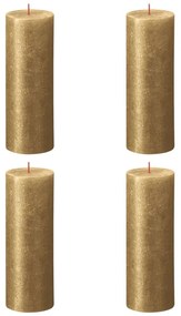 Bolsius Κεριά Κύλινδρος Ρουστίκ Shimmer 4 τεμ. Χρυσό 190 x 68 χιλ. - Χρυσό