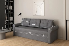 Τριθέσιος Καναπές Κρεβάτι BRISTOL GREY 244x86