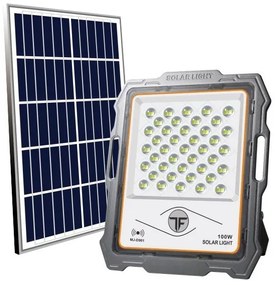 Ηλιακός Προβολέας LED 100W 6000K IP65 Με Αισθητήρα Κίνησης-Φωτός Ανθρακί 6629 Spotlight-6629-Γκρι 6629