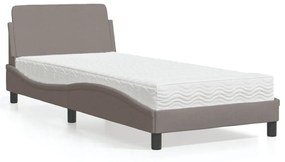 Κρεβάτι με Στρώμα Taupe 90x200 εκ. Υφασμάτινο - Μπεζ-Γκρι