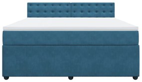 Κρεβάτι Boxspring με Στρώμα Μπλε 180x200 εκ. Βελούδινο - Μπλε