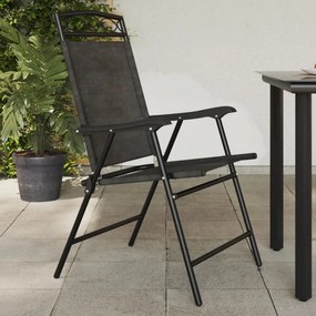 vidaXL Πτυσσόμενες καρέκλες 4 τεμ. Melange Grey Steel και Textilene