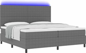 vidaXL LED Κρεβάτι με βάθρο Ανοιχτό Γκρι και Λευκό 200 x 200 cm