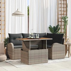 vidaXL Σετ Καναπέ Κήπου με αποθήκευση 5 pcs Γκρι Πολυ ράταν