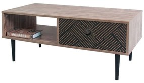 Τραπεζάκι Σαλονιού Home 100x50x42.5cm Black Grey Oak 271-00-023 Melamine, Metal