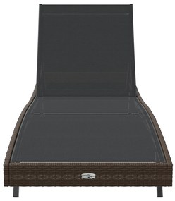 vidaXL Ξαπλώστρα με μαξιλάρι 1-πρόσωπο Καφέ 197 x 70 x 82 εκ. Πολυ ράταν