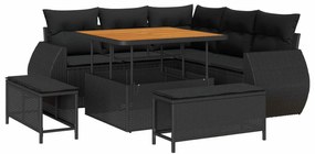 Σετ Καναπέ Κήπου 8 pcs Μαύρο συνθετικό ρατάν