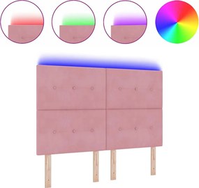 vidaXL LED κεφαλάρι με φώτα λωρίδας LED Ροζ 160 cm Πολυεστέρας