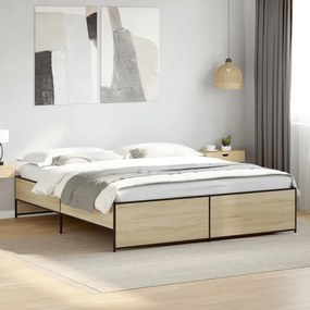 VidaXL Πλαίσιο Κρεβατιού Sonoma Δρυς 200x200 εκ. Επεξ. Ξύλο & Μέταλλο
